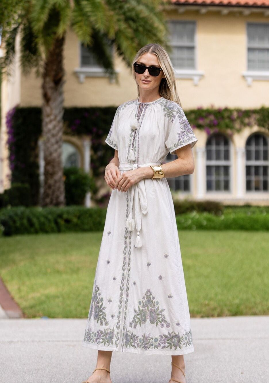 NWT Limited Edition AERIN x Julia Amory embroidered CORDELIA COATUE DRESS, Med $